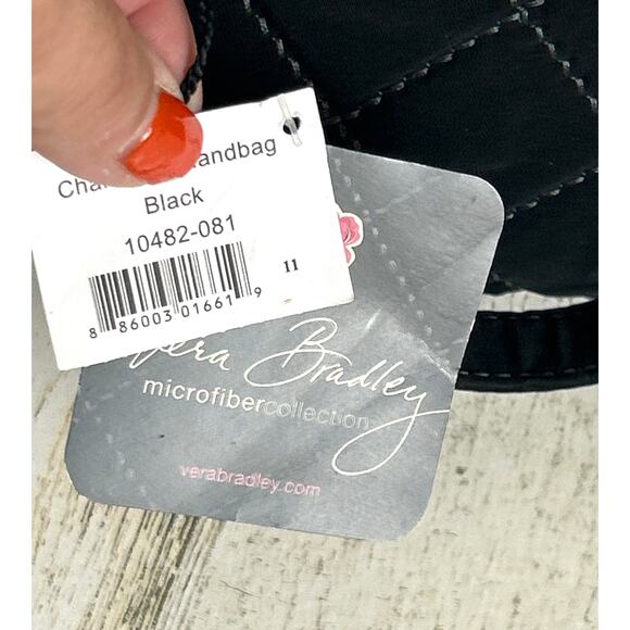 Vera Bradley Women’s Black Quilted Handle Bag Silver Strap Ball Lock Closure NWT - Picture 2 of 9